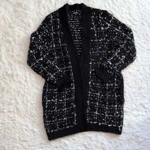 Women's Black and Blue Tweed Sweater